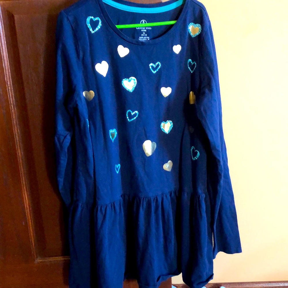 Lands End girls 10-12 navy blue top.